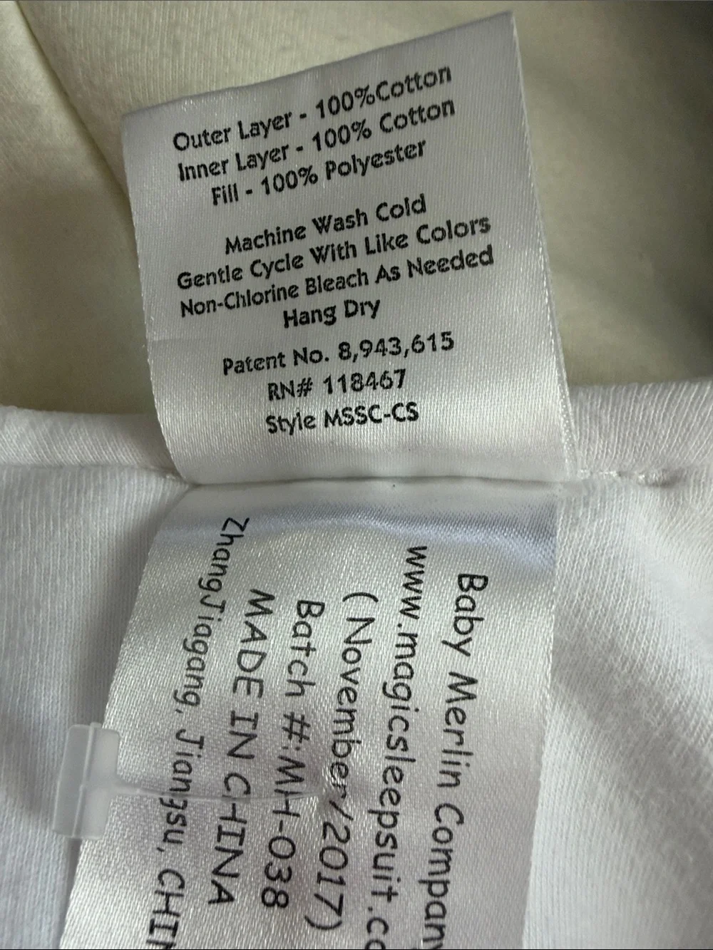Baby Merlin's Magic Sleepsuit Off White Small: 3-6 Months 12-18‎ lbs